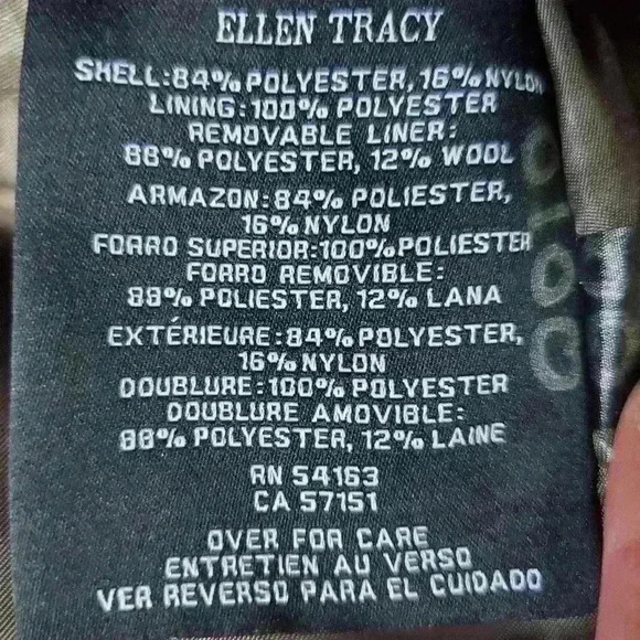 ELLEN TRACY black and olive green  trench size xs. - Picture 10 of 11